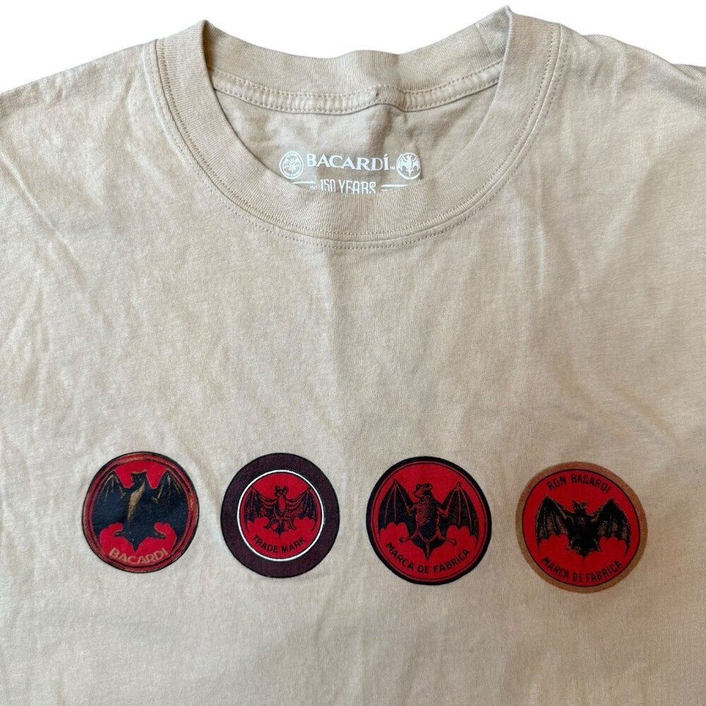 Bacardi Rum T-shirt Size Large 150 Years Graphic Logo Short Sleeve
